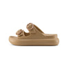 duuo EVA CURVI BEIGE Double Buckle Sandal with Ergonomic Platform Sole.